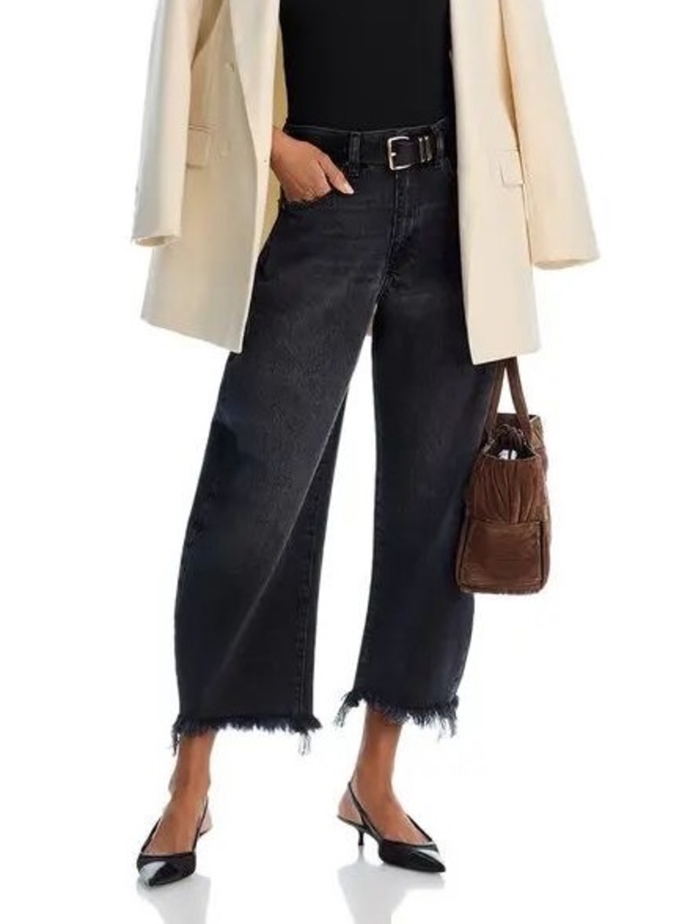 FRAME The Bubble frayed hem Crop Jeans size 25